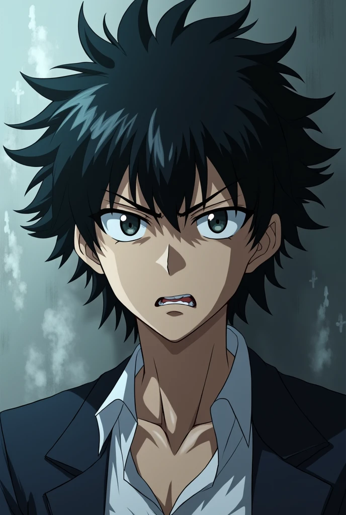 Hijikata Toshiro from Gintama in a bad mood after having his hair washed


