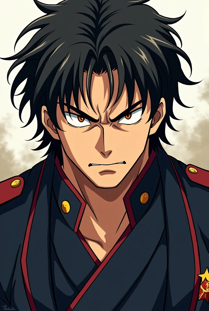 Hijikata from Gintama in a bad mood after having his hair washed



