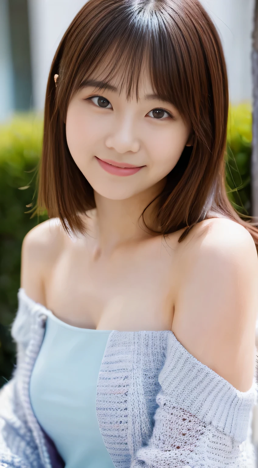 masterpiece,best quality,(Japanese girl),((Beautiful girl)),cleavage,(off shoulder:1.2),(perfect body beauty:1.2),(shy smile),from above