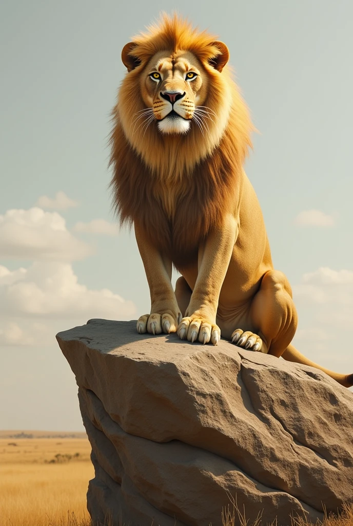 create to represent the lion as an archetype of courage, strength and royalty:
**Title:** "The King of the Savannah"
**Description:** A majestic lion, with golden and white fur, sitting on a high rock, dominating the surrounding savannah. Your posture is imposing, with the body erect and the tail stretched out, as if prepared to attack at any moment.
**detaileds:**
* The lion has an intense and determined look, with bright yellow eyes that seem to penetrate the soul.
* Its coat is smooth and silky, with golden and white spots that shine in the sun.
* His mane is long and thick, with edges that appear to be precisely cut.
* Your mouth is a straight line, with strong white teeth that look like they could break rocks.
* Its tail is long and flexible, with spikes that appear to be capable of striking hard.
* The rock on which the lion sits is high and steep, with stones that appear to be precisely cut.
* The surrounding savannah is vast and deserted, with sparse trees and lawns that seem to be dominated by the lion.
**symbolism:**
* The lion is the symbol of courage and strength, because it is an animal that fears nothing and is capable of facing any challenge.
* His imposing posture and his long, thick mane symbolize his authority and leadership skills..
* The lion's bright yellow eyes symbolize its wisdom and its ability to see beyond the present..
* Its golden and white coat symbolizes its purity and nobility..
**Mensagem:**
The lion is an archetype of courage, strength and royalty, because it is an animal that fears nothing and is capable of facing any challenge. He is a symbol of authority and leadership, and his imposing posture and his long, thick mane symbolize his ability to dominate the savannah and his ability to lead others..