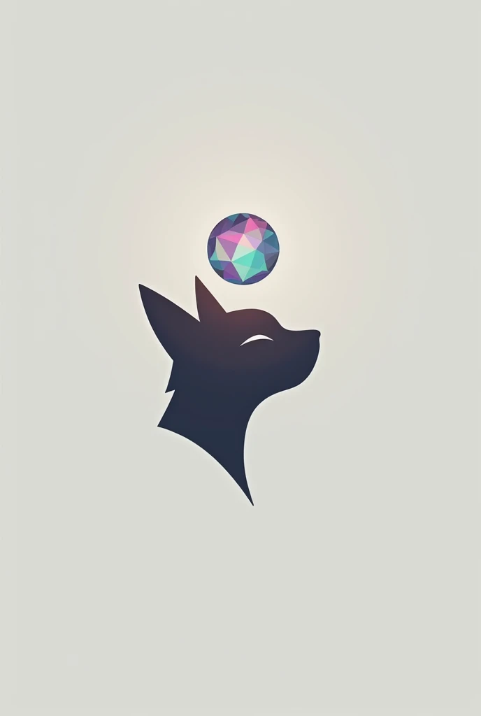 simple, cool, Symbol Logo, Face Profile, 8k, cat, Crystal floating in a circle, emblem