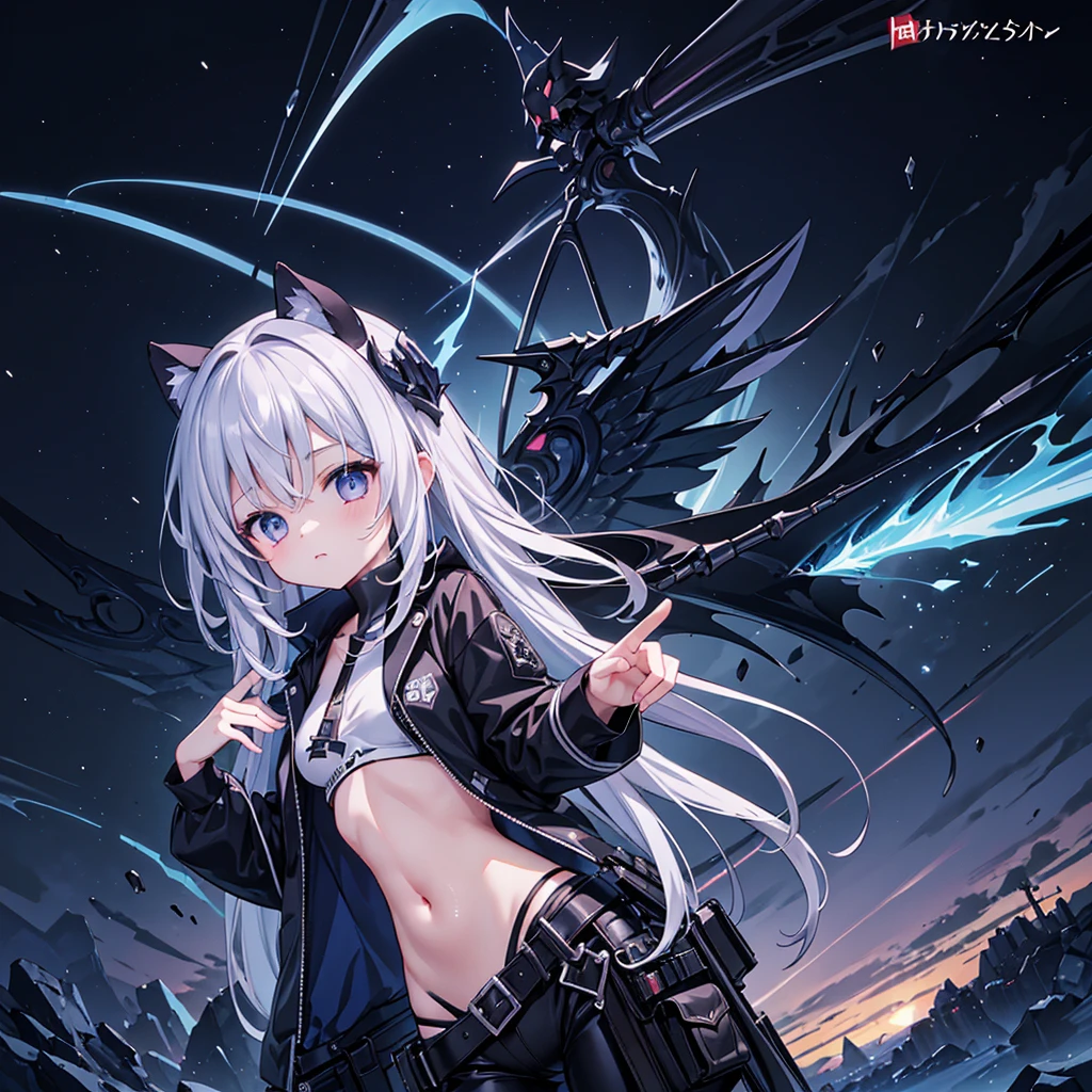 1girl,(((Highest quality、Masterpiece、Official Art、The best dynamic composition、Super detailed)))、Anime Style、Perfect physique、The coolest pose、Cute Grim Reaper、Death&#39;s scythe is red and black、Detailed engraving、Black hooded cloak、Super huge、detailed、In the middle of swinging down a scythe with both hands、Red spider lily background、