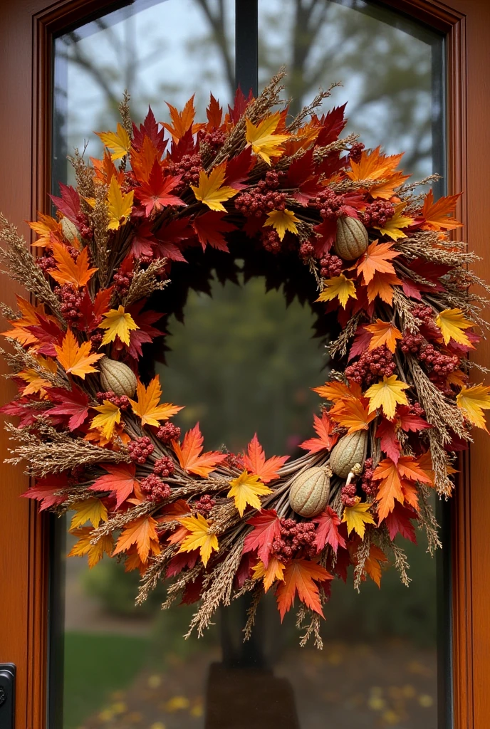 Autumn season welcome front door decor seasonal autumn wreath 