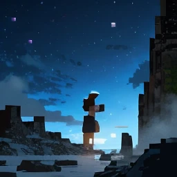 Fantastic scenery, beautiful calm colors, 8K high resolution, dawn on a dim mountain, bands of light falling from the sky, a bird's-eye view of a mountain of steep rocks, a princess climbing a rock, the princess wearing scantily clad clothing. She is wearing a nightgown that clings thinly to her bare skin. She is on the top of a rocky mountain, aiming for a hermit illuminated by a lamp. The hermit's hood is pulled over her head, and her face cannot be seen.