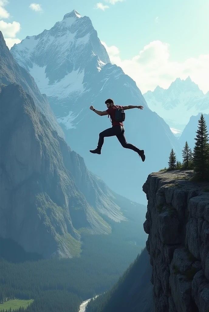 A man jumped form mountain
