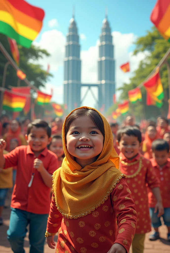 Children wear malay clothes and independence day