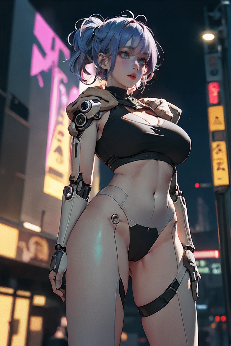 ((Highest quality)), ((masterpiece)), (detailed:1.4), (((Translucent with mechanical parts and transparent skin++Rainbow colored aurora material++、++Grey carbon material++Cyberpunk beauties))), ((Wide open chest)), Hip and thigh skin, Ticker (High Dynamic Range), Ray Tracing, NVIDIA, Super Resolution, Subsurface Scattering PBR Texturing, Post-processing, Anisotropic Filtering, Depth of written boundary, Surface Shading, Accurate simulation of light/Material interactions, Perfect Proportions, Two-tone lighting, wide aperture, Low ISO, White balance, 8k, (((Camel Toe))), Browsing Caution, (((Tall Woman))), 25-year-old woman, Bright LED, Knee-length, bulge, Open Stance, Hip and thigh skin, Beautiful body, The navel is visible through bare skin, Chest that feels gravity, ((Cyber hood with dull glowing LEDs)), (Huge breasts: 1.3) , Dazzling cyberpunk cityscape, Skyscraper, Neon Signs, LED Light, Bright and vivid color scheme, Bright and vivid color scheme, Surprised expression, Blunt bangs, (((+++Beautiful bright iridescent hair+++ Straight Medium Ponytail))), Anatomically correct arms and fingers, seed: 256 :1>,NSFW