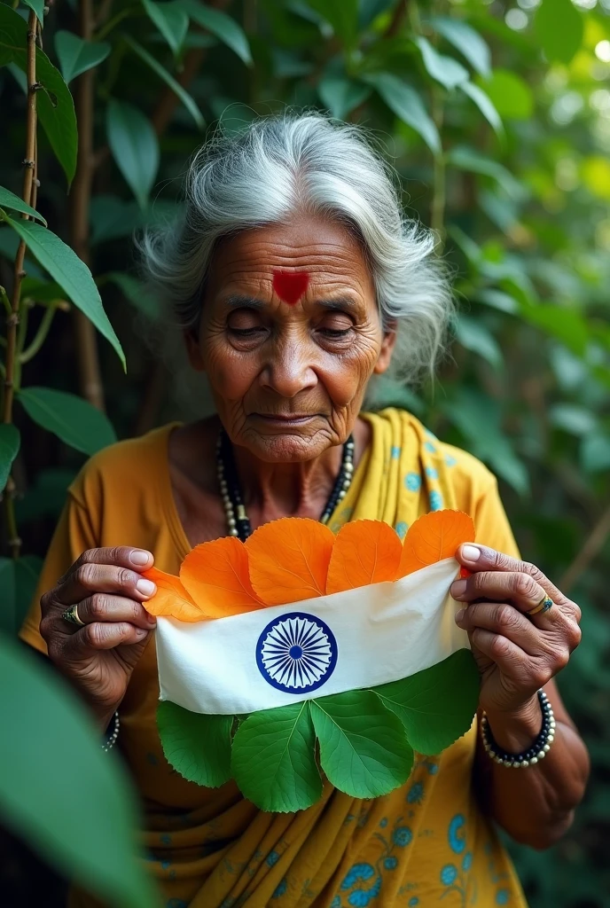 A poor old woman hoisted the Indian flag