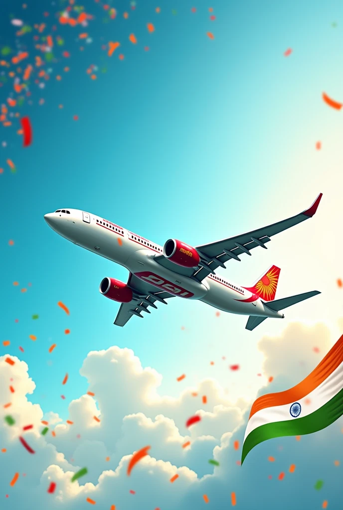 Created 15 August independence day banner with fly air india plan