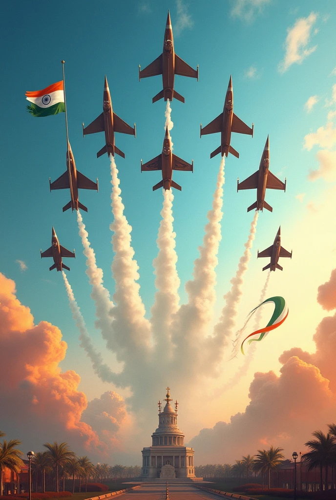 Created 15 August independence day banner with fly Indian Air force sounding