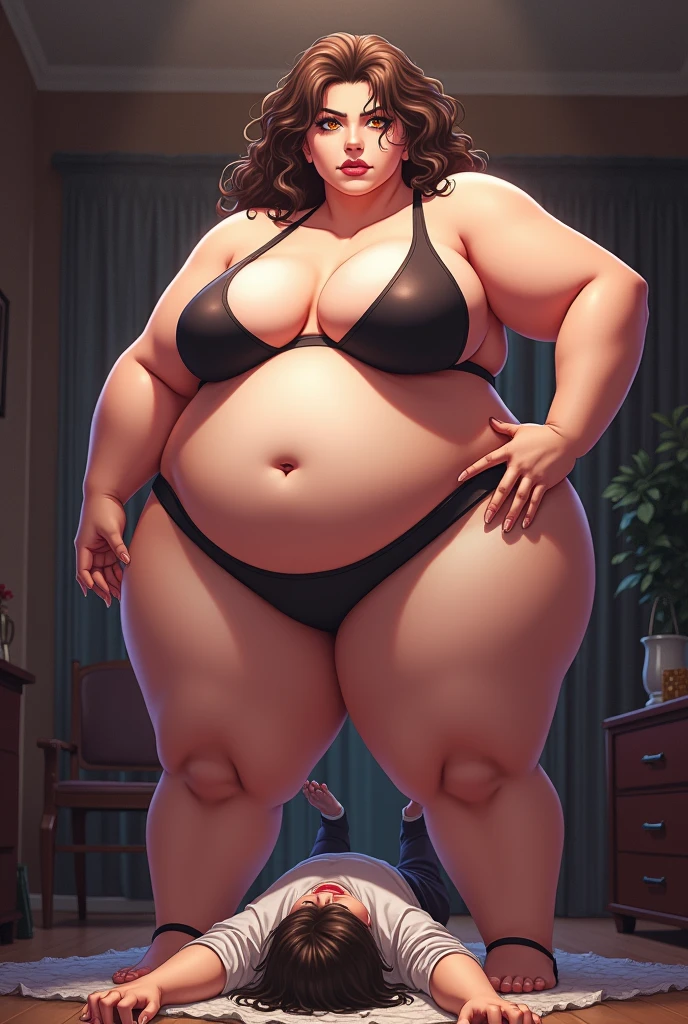 (Masterpiece, best quality, anime art style),(SSBBW Mistress woman sits on top of the face of (man :0.8)), she has xxxxl ass (7.0), she has xxxxl breasts (7.0), she has extremely exaggerated proportions, she has massive 15 foot fat ass, training,femdom:1.8,humiliating,struggle, view from below