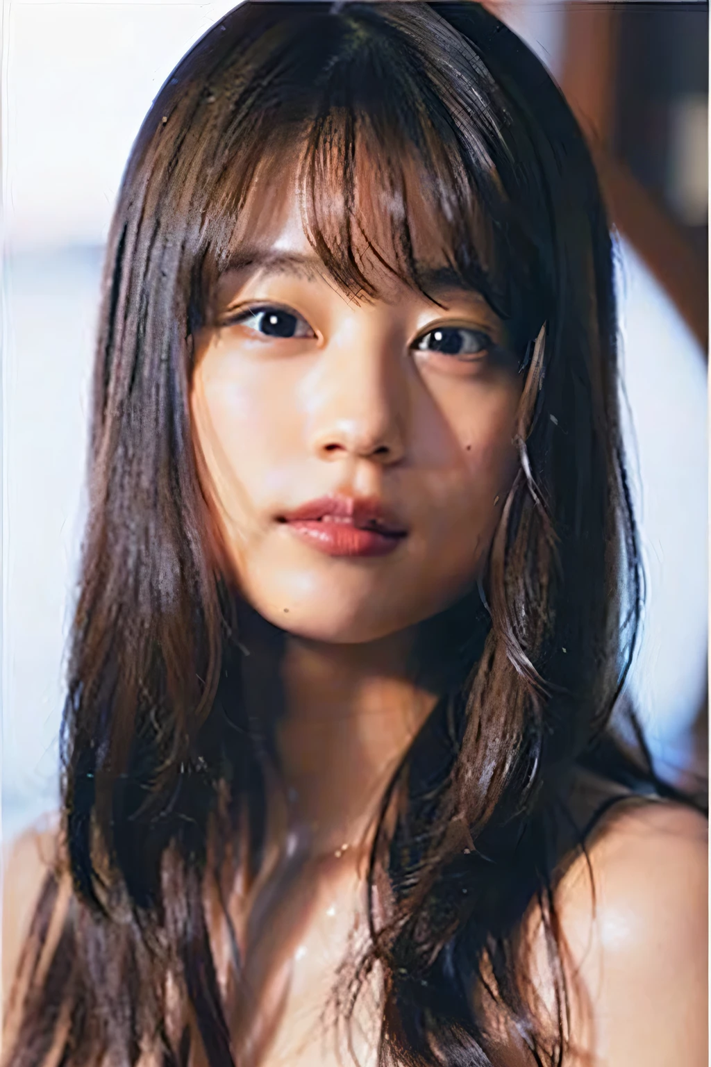 (8k、RAW Photos、Highest quality、masterpiece:1.2)、(Realistic、Photorealistic:1.37)、Ultra-detailed、Ultra-high resolution、1 person、Seeing the viewer、Beautifully detailed face、Laughter、narrow、(Narrow waist) :1.3)、nude、Beautifully detailed skin、Skin Texture、Floated hair、Professional Lighting、Full body shot