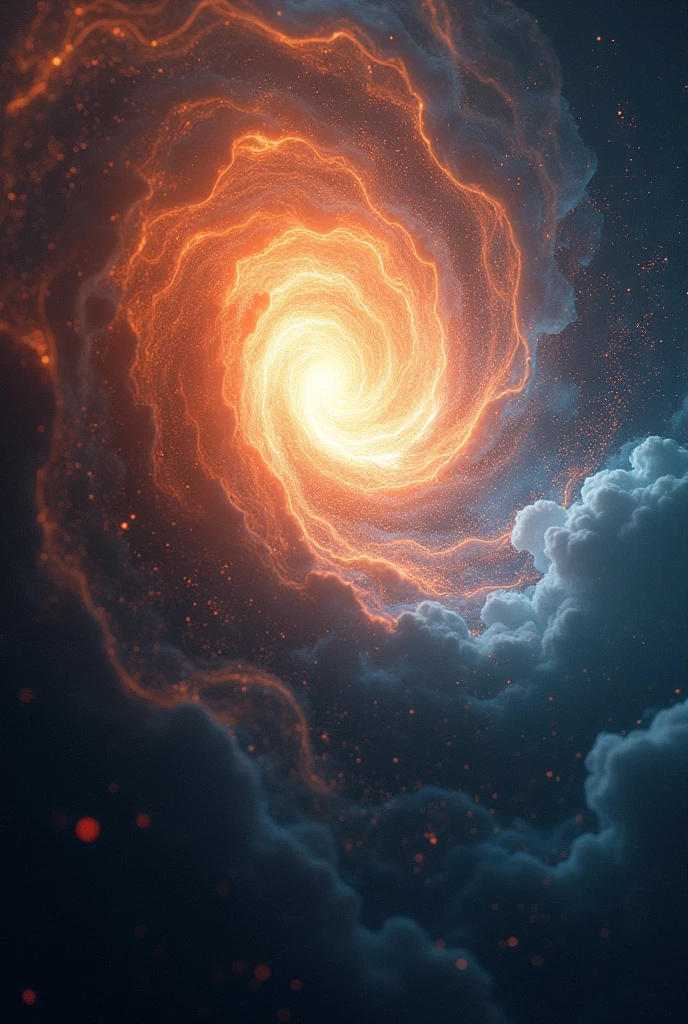 prompt "The moment of creation" in the darkness、The light begins to shine in。Chaotic energy swirls、Particles of light soar in a three-dimensional way.”