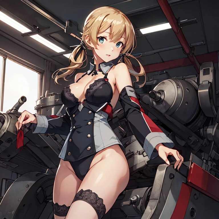 prinz_eugen_kantaicollection,
blonde_hair, long_hair, twintails, hair_ornament, anchor_hair_ornament,(low_twintails:1.4), breasts,aqua_eyes, blue_eyes,
,(masterpiece:1.4),(best quality:1.4), (amazing), (great illustration:1.4), (ultra-detailed:1.4), (art CG, 8K),1girl solo,full body,KonishiCSA,
Lingerie Set,