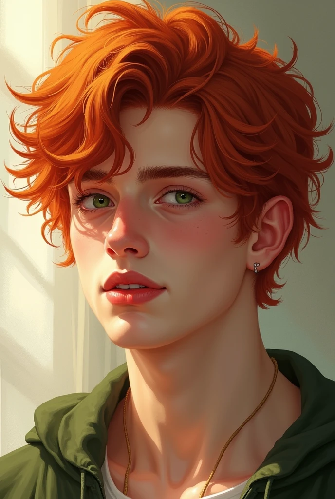 19 year old boy with long red hair