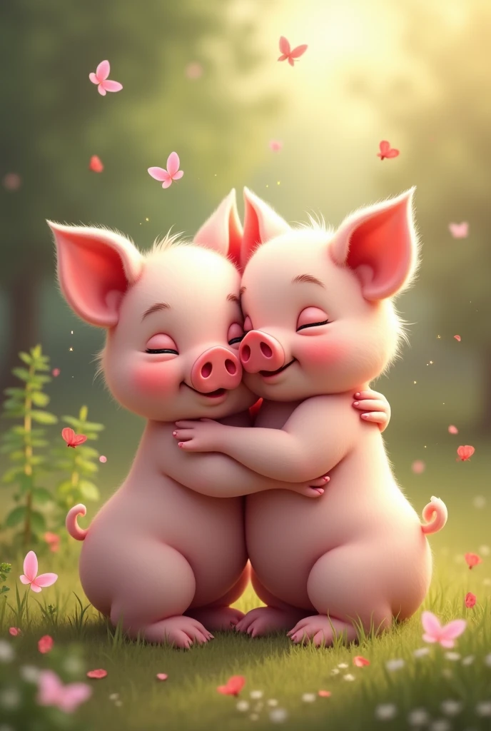 2 loving little pigs