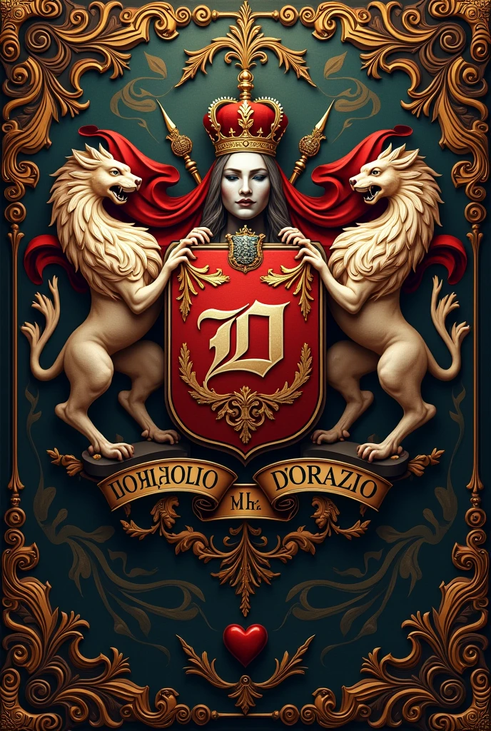 Make the coat of arms of the surname D'Orazio with the name D'Orazio on the coat of arms