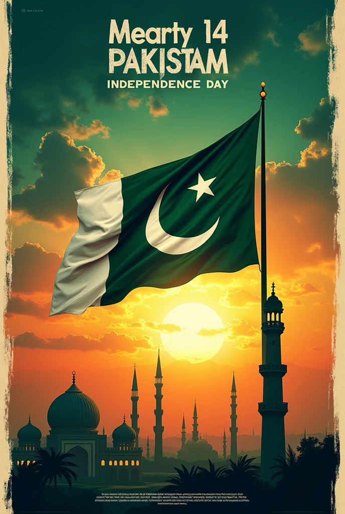 Prompt:
Create a powerful and inspiring poster design for Pakistan's 77th Independence Day on August 14th. The poster should evoke patriotism, unity, and progress. Incorporate the Pakistani flag, iconic landmarks, and symbols of national pride. Use strong typography and a striking color palette. The design should be visually captivating and convey a strong message of hope and optimism for the future of Pakistan.
Additional elements to consider:
* Highlight a specific theme or achievement of Pakistan.
* Include a motivating slogan or quote.
* Target a specific audience (e.g., youth, families, veterans).
* Use a mix of imagery and text to create a balanced design.
Possible slogans:
* "77 Years of Glory, Unity, and Progress"
* "Pakistan: Our Pride, Our Passion, Our Future"
* "Stronger Together: Celebrating 77 Years of Independence"
Would you like to focus on a specific theme or target audience for your poster?