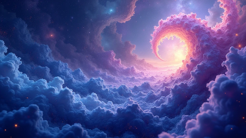 : A vibrant swirl of deep blues and purples flowing seamlessly together, with golden highlights capturing the light at their peaks. 8k