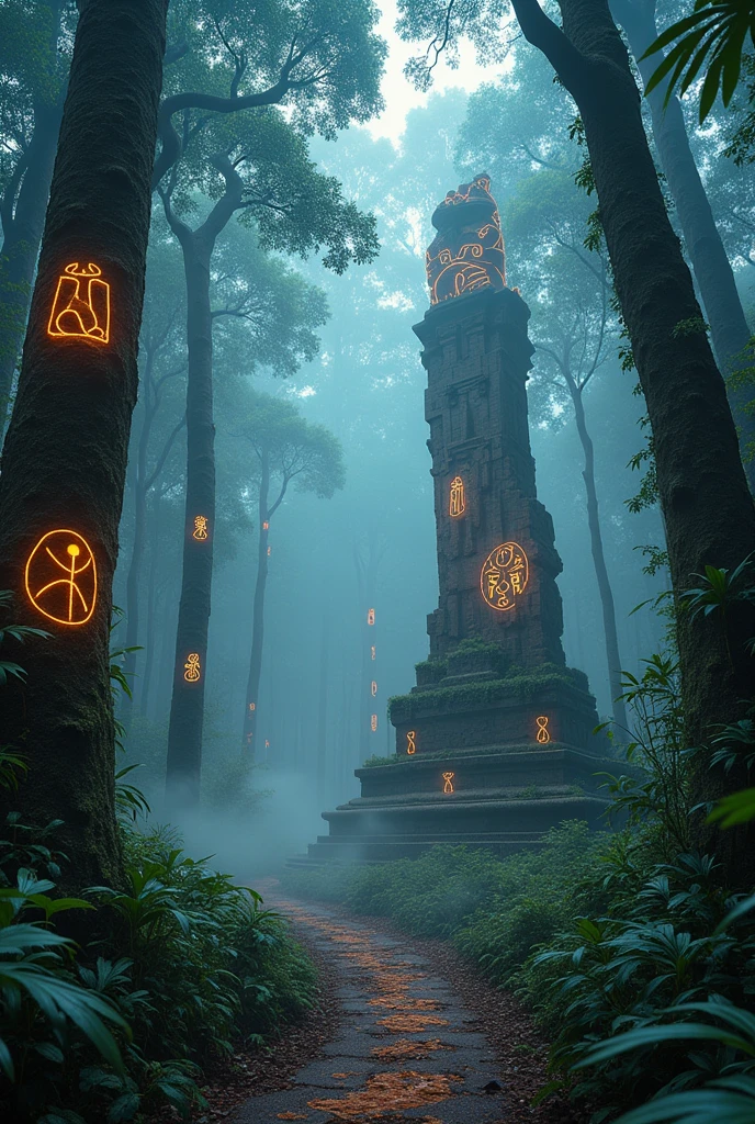 A high-resolution brightly lit photorealistic photograph of an ancient rain forest with criptic symbols of tribals and alienish paterns on the tree trunks glowing in uv colours smog and misty fog in the atmosphere broken ruins of ancient goddess skulptor glowing in uv colours The photograph is styled like a high-end lifestle magazine. The photograph has a light bright happy feel. Use a high-resolution 16k camera with a 2:3 aspect ratio, a raw style, and a quality setting of 2 to capture this vibrant scene
. 32k, full ultra hd, high resolution, photorealistic, natural lighting, ultra realistic photo, high quality, HDR, high resolution, smooth and delicate skin, noble and elegant, ultra-realistic photography vibe, shot with Canon camera, intricate details, 32k --ar 16:9 --s 750 --v 6.1
