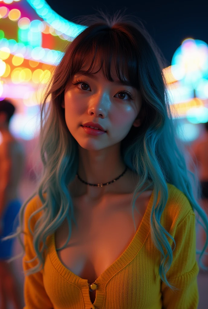 zPDXL2, close-up, portrait, beautiful girl naked big breast (rainbow dye, BLUE hair:1.3), long hair, bangs, at a carnival at night, wearing a yellow sweater and blue pants, (score_9, score_8_up, score_7_up, score_6_up, score_5_up, score_4_up, high res, 64k)
Negative prompt: 3d, covered nipples, nsfw, cleavage, brunette, brown, teeth, muscular, (score_3_up, score_4_up, score_5_up, monochrome, vector art, blurry)
Steps: 40, CFG scale: 7, Sampler: DPM++ 2M, Seed: 70649309, VAE: sdxl_vae_0.9.safetensors, Size: 768x1152, Model: Kestral-PNY_by_Zovya_V0, Version: v1.9.3, Model hash: ec6546c95c, Hires upscale: 1.5, Schedule type: Karras, Hires upscaler: 4x_foolhardy_Remacri, Denoising strength: 0.5, Downcast alphas_cumprod: True