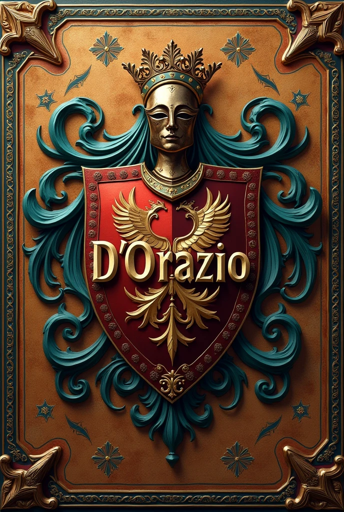 Make the coat of arms of the surname D&#39;Orazio with the name D&#39;Orazio on the coat of arms 