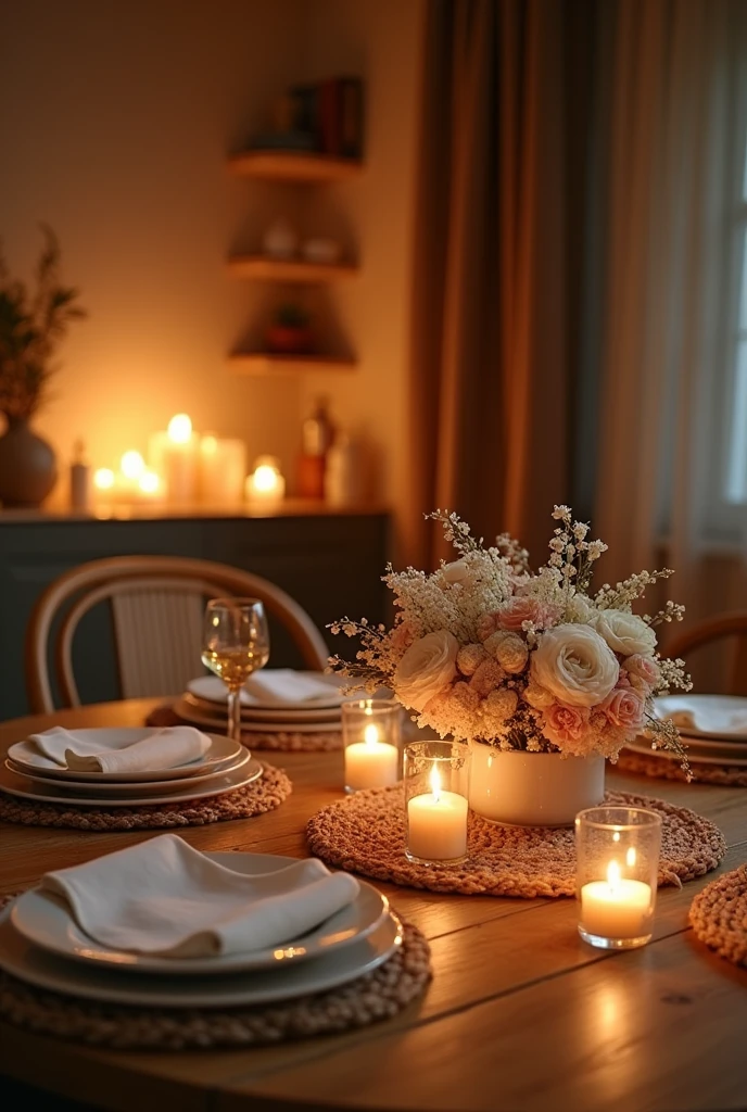 Cozy and warm table with centre piece  mats
