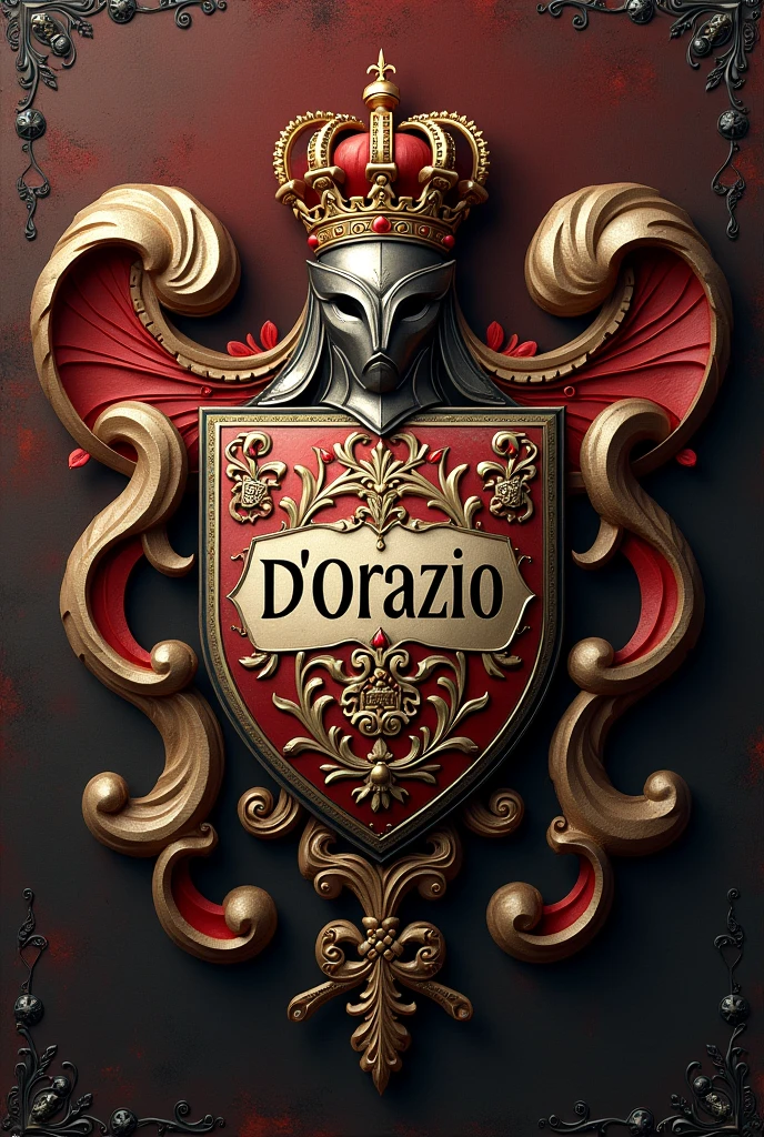 Make the coat of arms of the surname D'Orazio with the name D'Orazio on the coat of arms