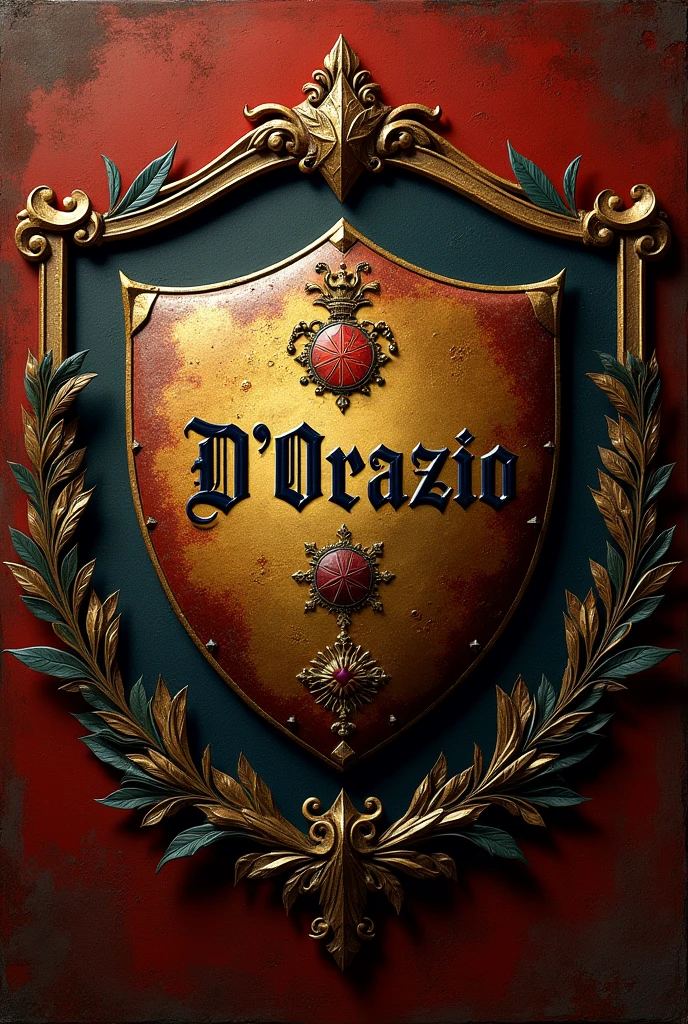 Make the coat of arms of the surname D'Orazio with the name D'Orazio on the coat of arms