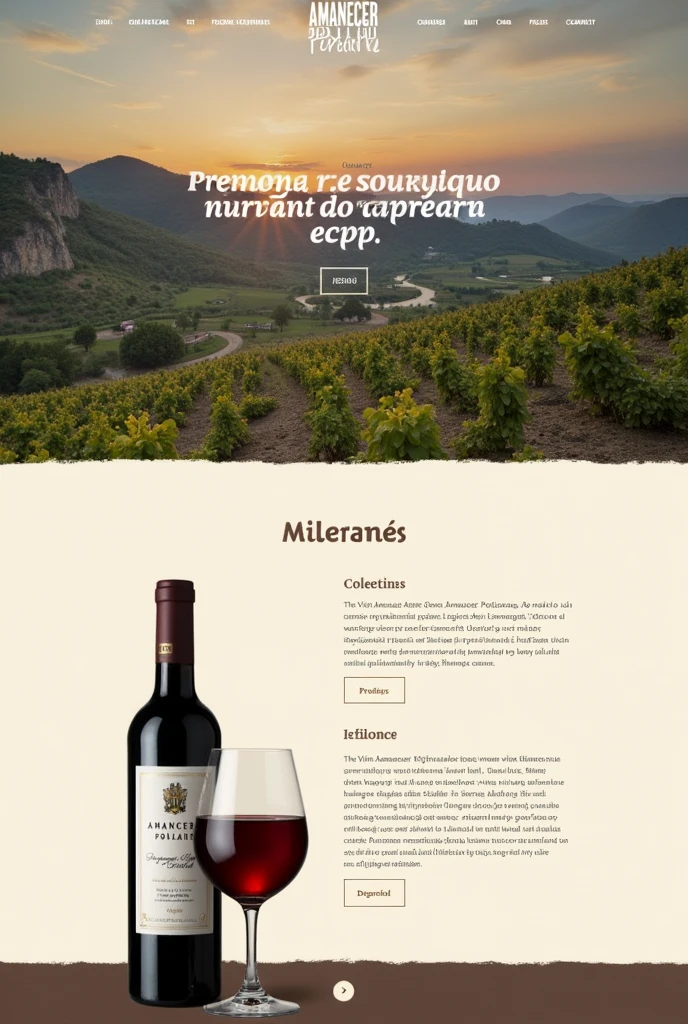 Make a website about the wine amanecer poblano that looks like a sales page That is in Spanish