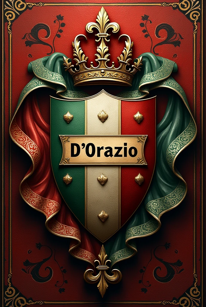 Make the coat of arms of the surname D'Orazio with the name D'Orazio in the traditional old coat of arms Italy