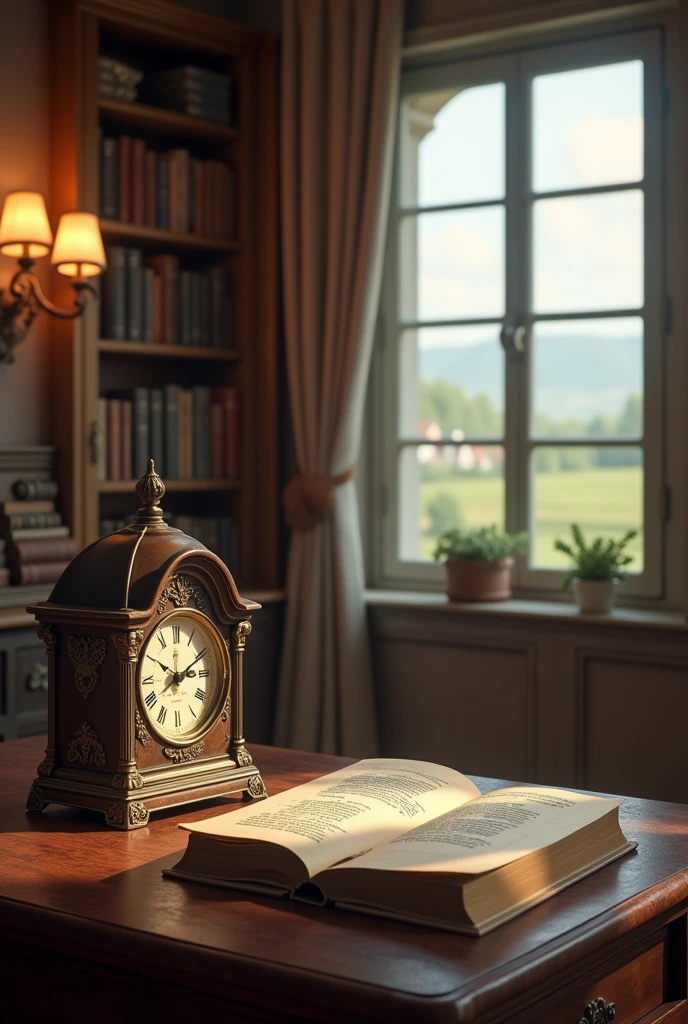 House with book and clock 