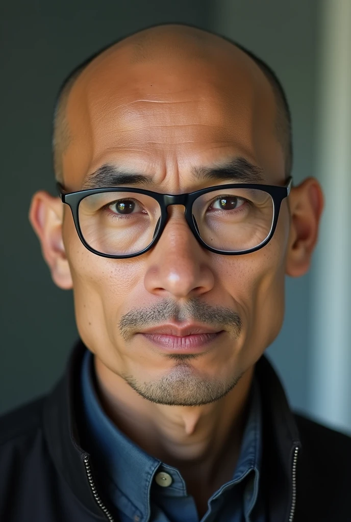 high quality man image, man image based on https://photos.google.com/photo/AF1QipOt2ss6ZcUTGeHjOeIjzTzSgvRg2aO8BXOZuTji, portrait photo, skin detail, face detail unchanged from the model character, Bald head detail, glasses detail, vietnamese man detail, black eyes detail, skin detail, face detail follow https://photos.google.com/photo/AF1QipOt2ss6ZcUTGeHjOeIjzTzSgvRg2aO8BXOZuTji, use face https://photos.google.com/photo/AF1QipOt2ss6ZcUTGeHjOeIjzTzSgvRg2aO8BXOZuTji details,