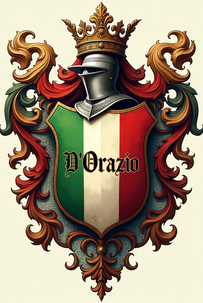 Make the coat of arms of the surname D'Orazio with the name D'Orazio in the traditional old coat of arms Italy