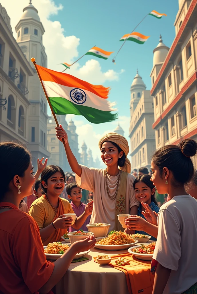 Indian independence day,
(Theme very low poverty, all people are educated and healthy)