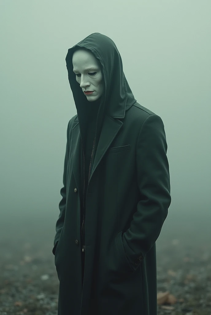Image of a person wearing a mask and having psychological problems