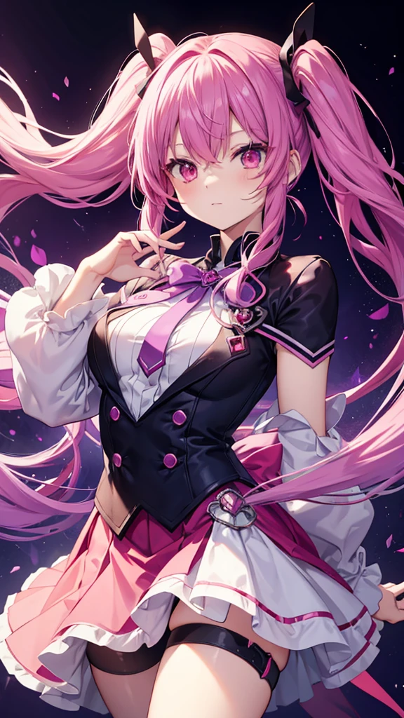 (high resolution)Eyes are hearts、Eye color is pink、Beautiful black-haired girl、Big Breasts、up