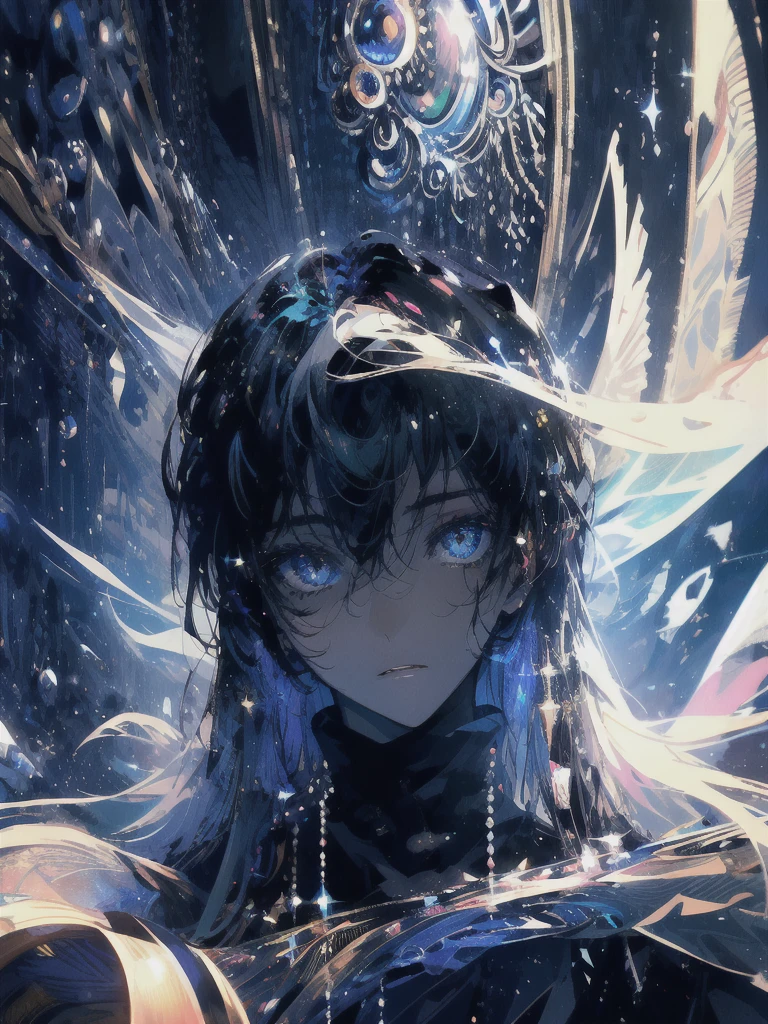 ((masterpiece, highest quality, Super detailed, High resolution)), alone, beautiful girl, shining eyes, perfect eyes, 15 years old, black white gold theme,