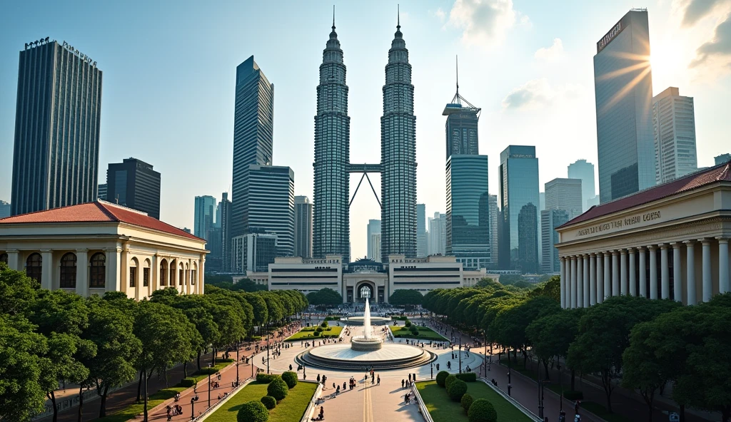 View of klcc city and merdeka square