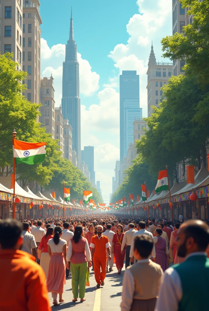 Indian independence day,
(Theme very low poverty, all people are educated and healthy,all people are rich
)