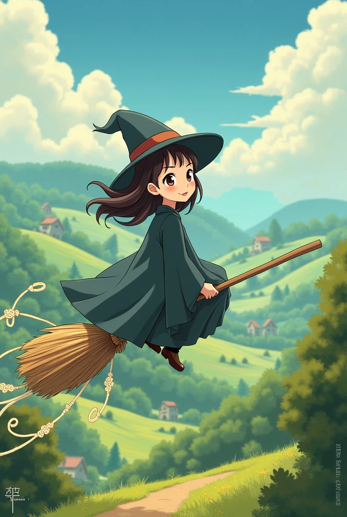 Witch's Delivery Service,Hold the camera and look to the side,Ghibli style,