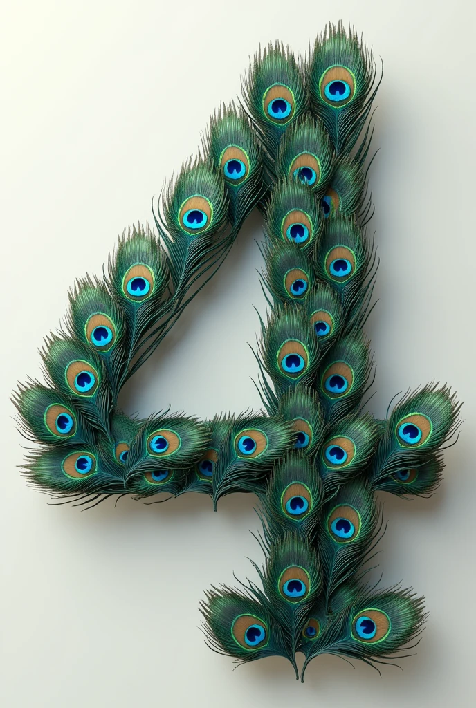 Make numerical digit four using peacock feathers