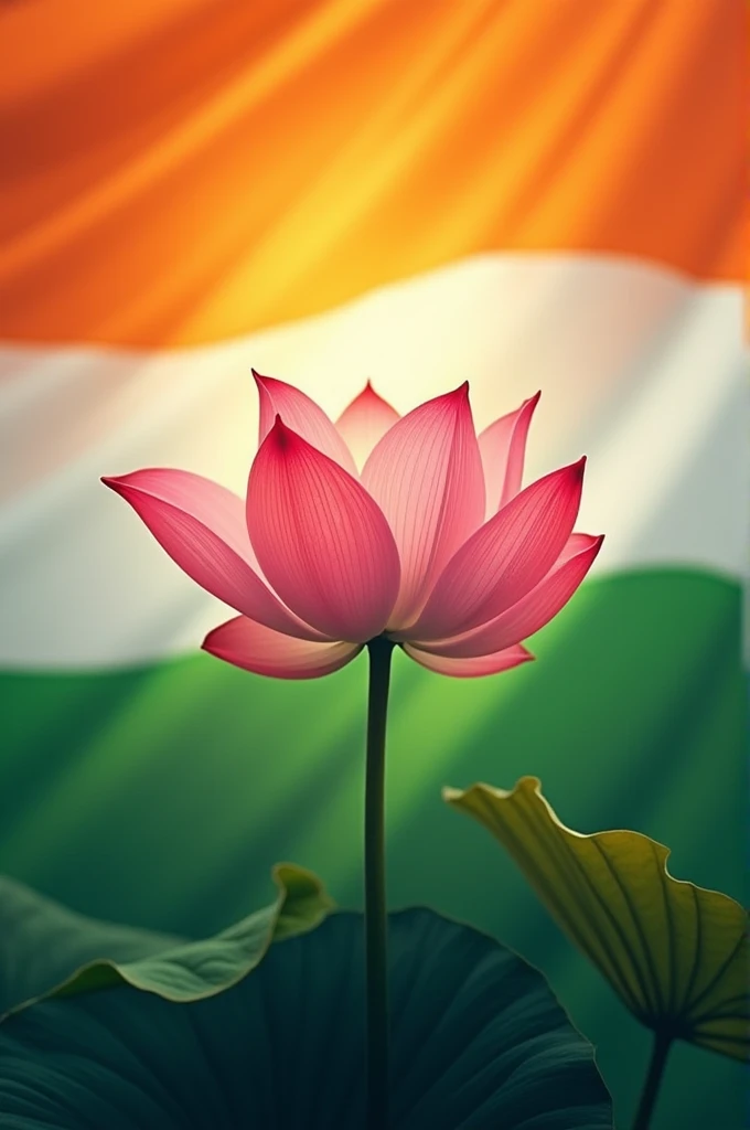 lotus national flower of india . tricolour background.