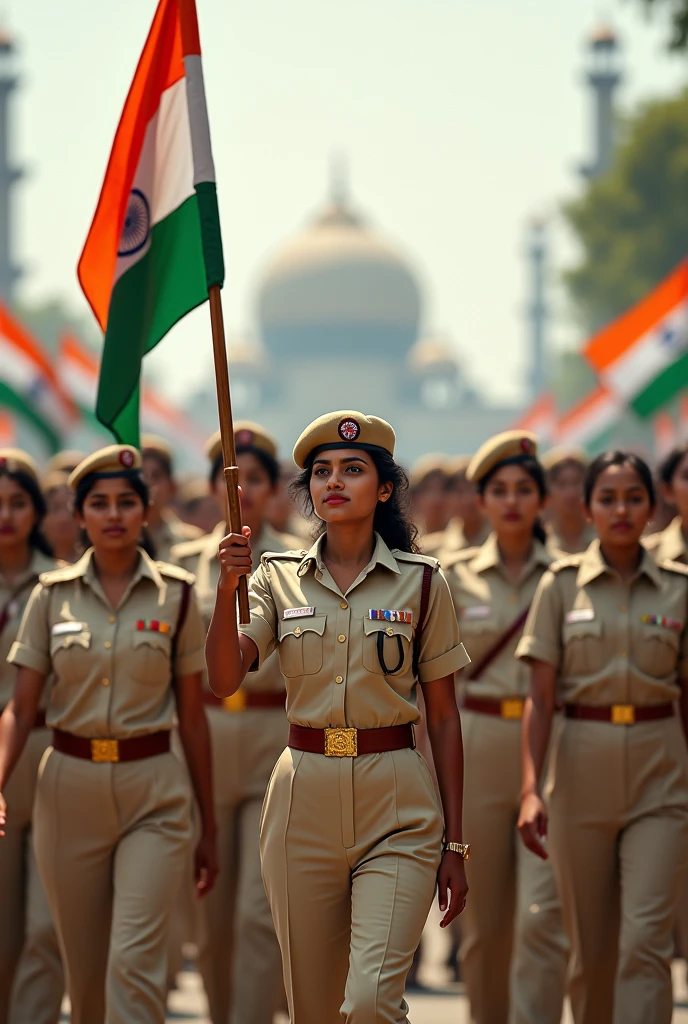 Women's celebrating Indian independence day in different civil services uniforms