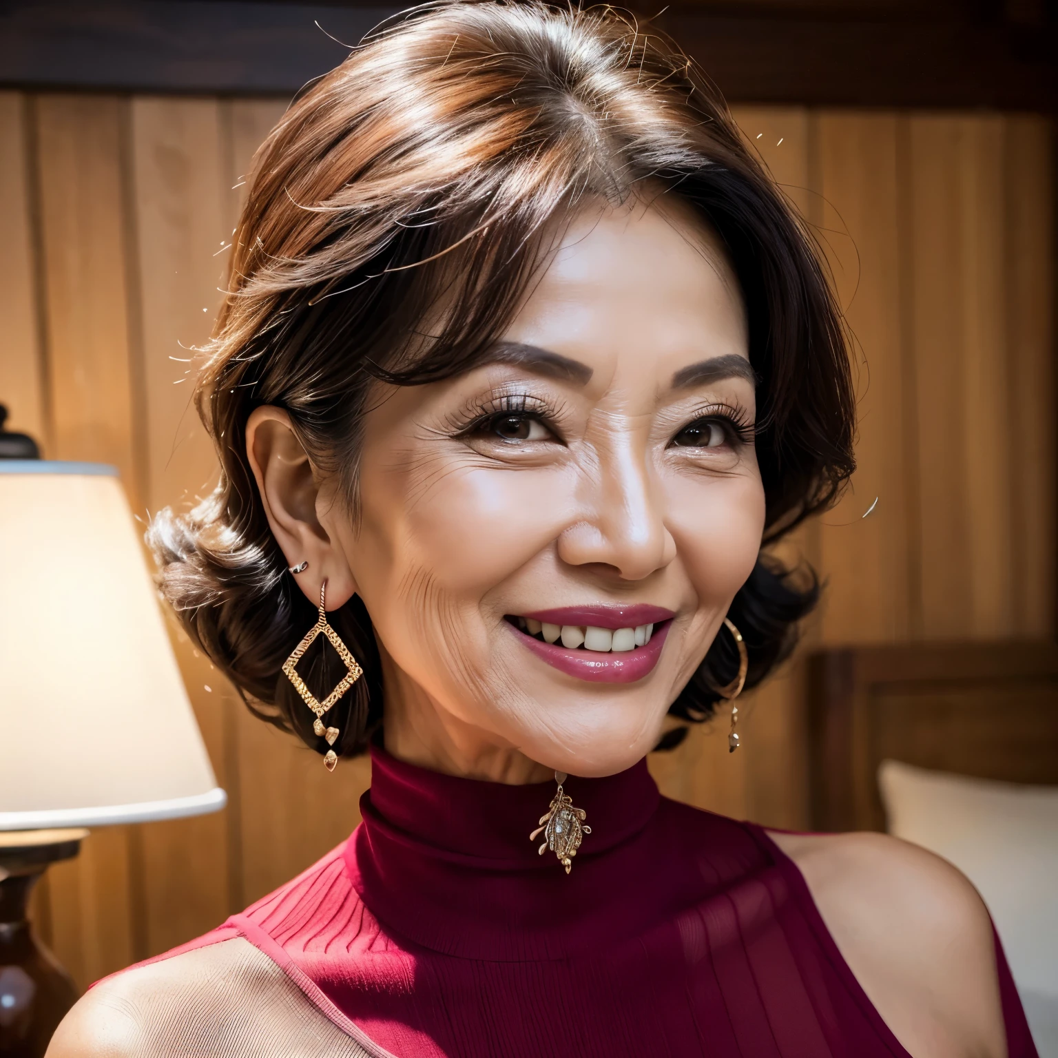 75 years old Mom MILF Korean, Lady large earring Big choker navel piercing decoration A bracelet realisitic Gorgeous Madame Beautiful Mature Woman sexy Smile Gentle woman navel piercing 4K High quality インナーウエア