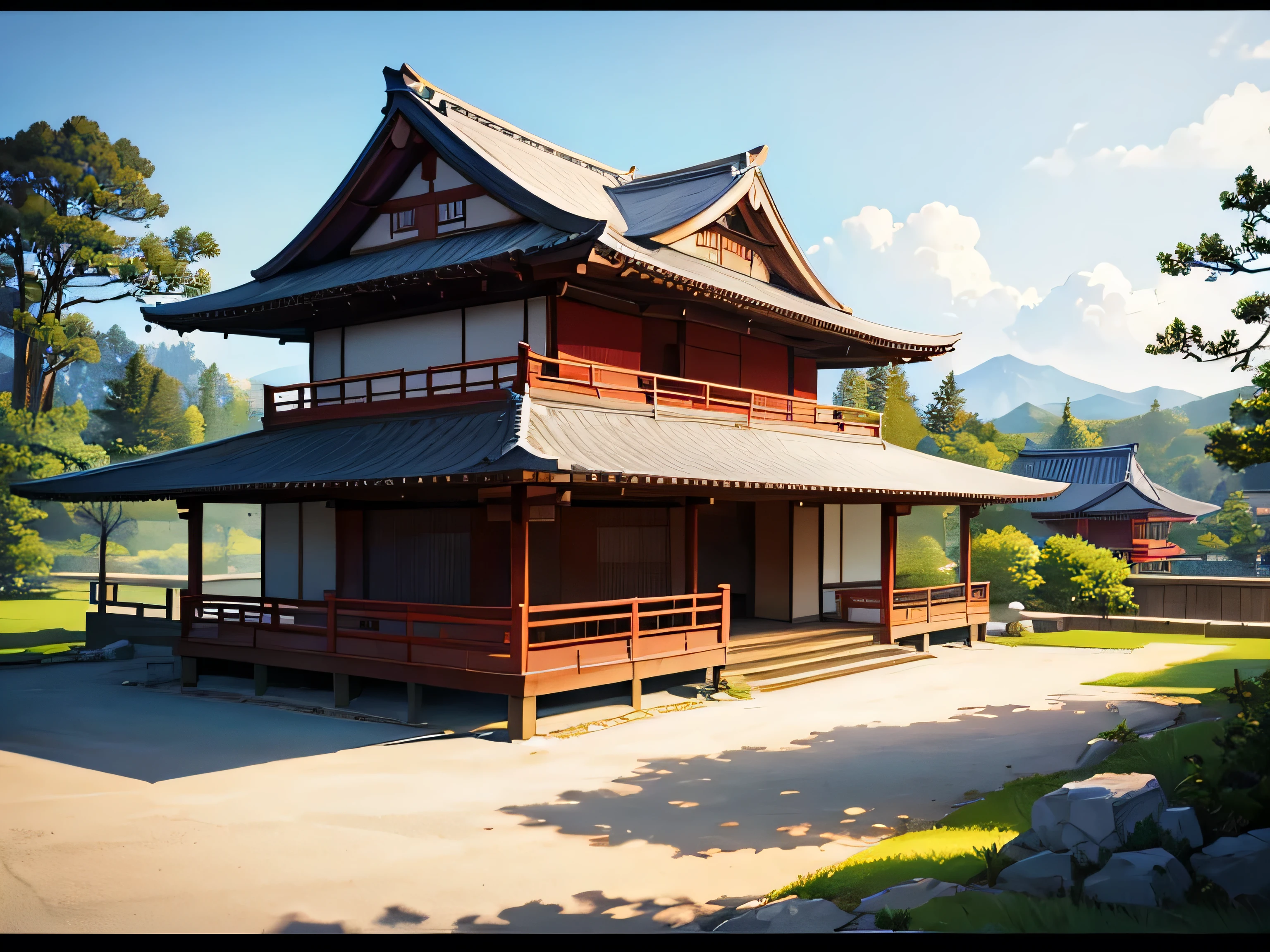 View of a Japanese samurai residence from afar