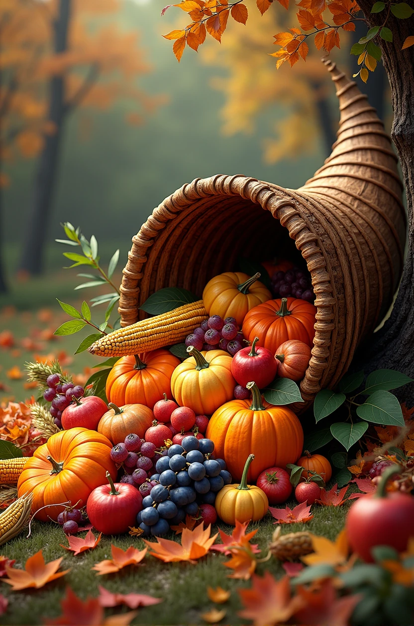 Create a Cornucopia representing abundance and plenty 