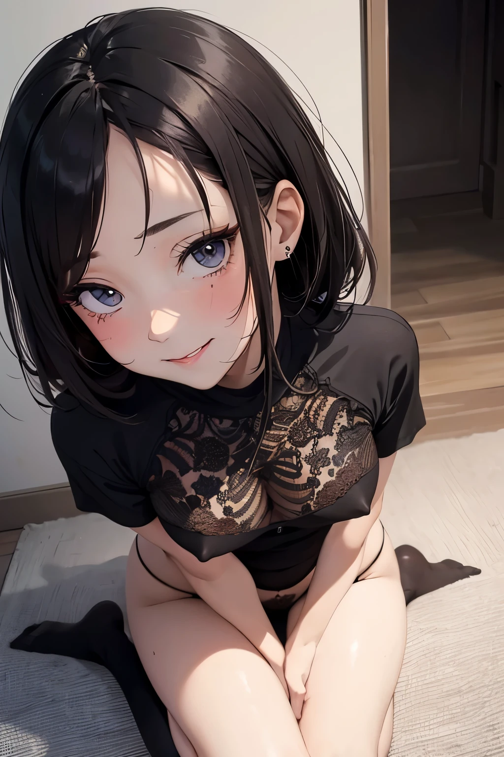 beautiful girl, from above, sitting, BREAK lower lewd girl, (ingratiating, obsequious, groveling), normal clothes, casual clothes, sfw, she's looking up me through her eyelashes, (vulgar, lowly, depraved, dirty minded, greedy, vile, insidious, scum, lowest and lewd), she belittles herself, petty, sly, shame, liar, insecure, shy, ingratiating smile, BREAK 8k, raw photo, masterpiece, extremely detailed, best quality, only 1 girl, nsfw, beautiful girl, high quality, (she is looking up the viewer:1.2), front view, 20 years old, bitch, lewd, blush, (a girl begs the viewer desperately to have sex with herself while ingratiating smile:1.3), (she has a very strong desire to have sex:1.2), she is dying to have sex, sweat drop, drool, love juice, tear drops, nipples, pussy, partially nude, sexual arousal, estrus, lust, shouting, obsequious, tear-filled eyes, dynamic, desperation, desperately miserable, dark hair