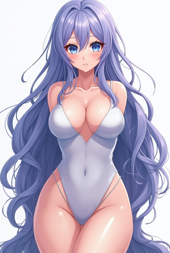 ((best quality)), ((highly detailed)), masterpiece, (detailed eyes, deep eyes), (1girl), full body,nejire hado, blue eyes, ((periwinkle hair)), long hair, large breasts, (plain lighting), nude