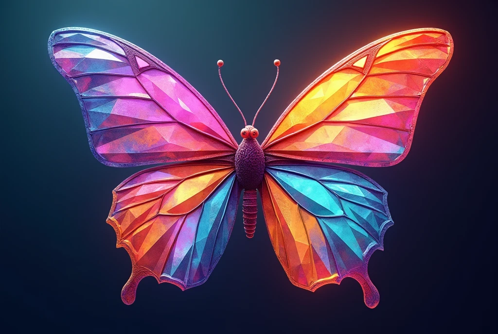 very futuristic digital impressionism, multiple digital butterflies made of abstract triangles of different colours, abstract artwork, surreal composition, 8k quality, beautiful bauhaus colours